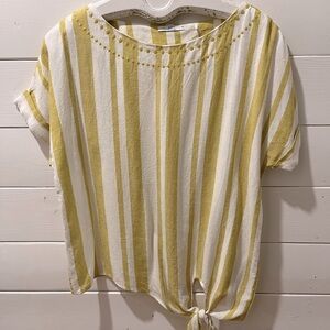 EDC by Esprit – Size M – Yellow & White Striped Tie-Front Top